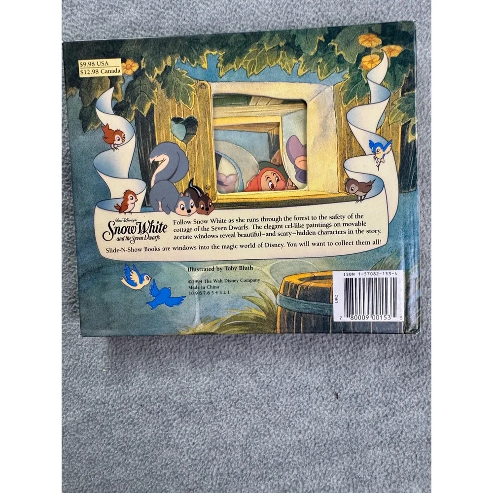 Vintage 1994 Disney Mouse Work Snow White's Escape Slide-N-Show Board Book Bluth
